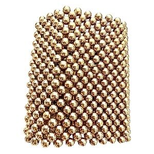 CLARE DEVE OF PARIS Elegant Wide Gold Beaded Cuff Bracelet
